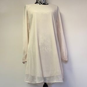 Ivory Shimmer Long sleeve Dress/Size:S